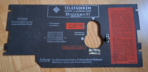 Rückwand für röhrenradio - für, /